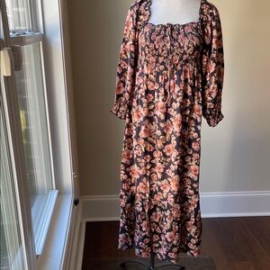 Saltwater LUXE Floral Long Sleeve Dress in Black and Pink